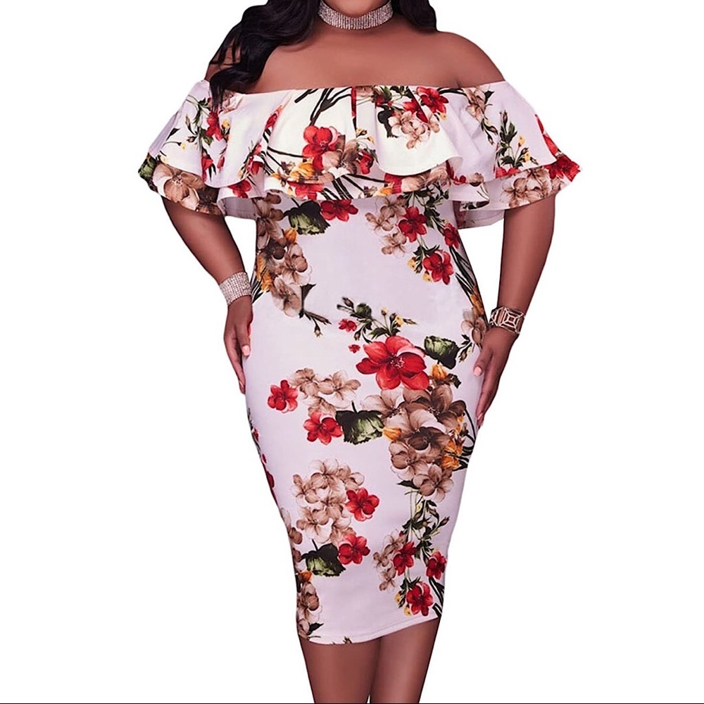 Off The Shoulder Bodycon Midi Party Dress
